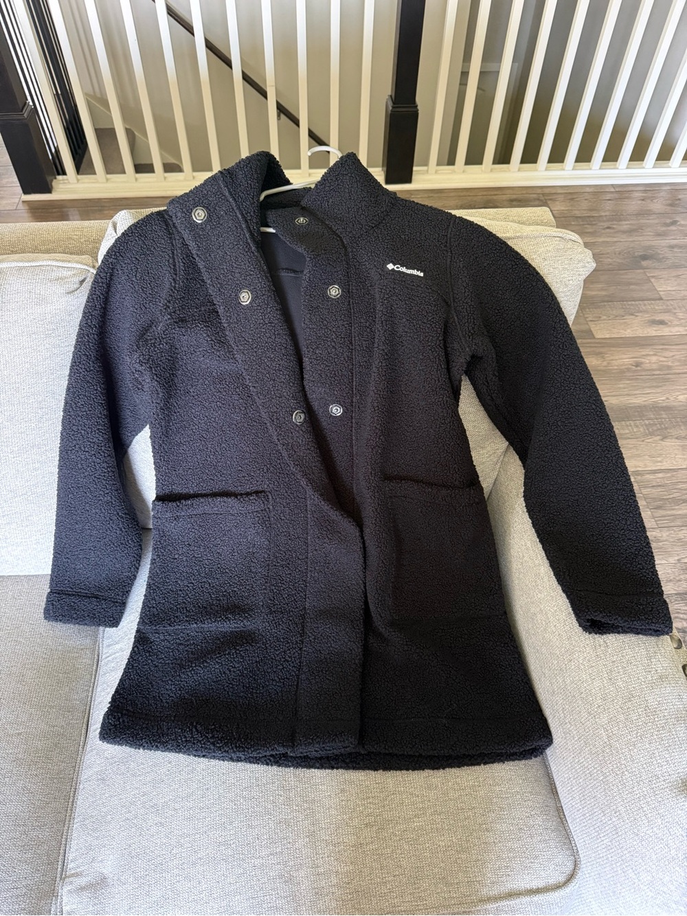 Columbia Black Teddy Jacket with Snap Front
